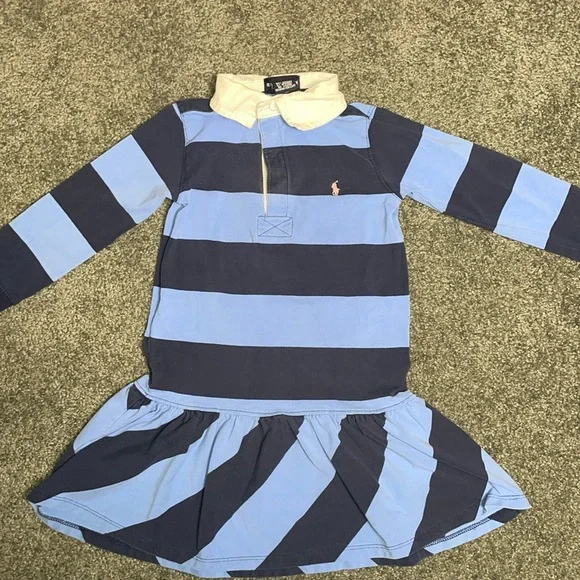 Ralph Lauren Striped Polo Style Long Sleeved Dress 3T - Picture 2 of 6